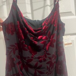 Taylor Strapless Dress in Red and Black Floral